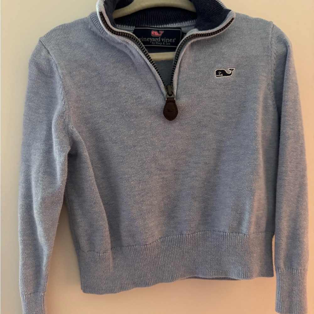 Vineyard Vines Boys Light Blue 1/4 zip sweater
